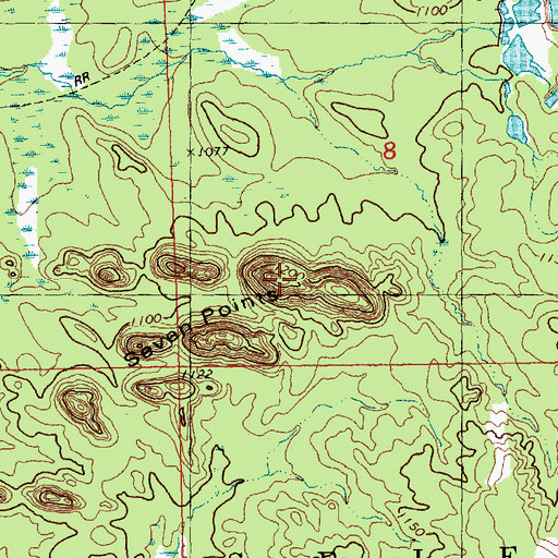 Topographic Map of Seven Points, WI
