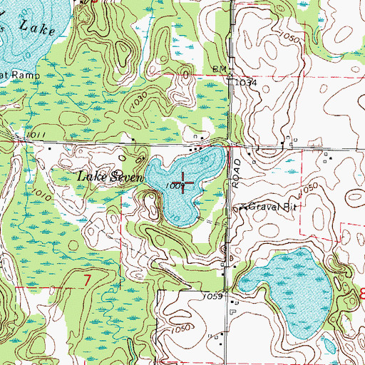 Topographic Map of Lake Seven, WI