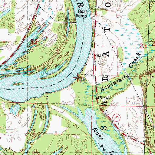 Topographic Map of Sevenmile Creek, WI