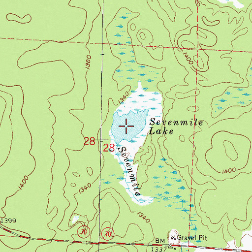 Topographic Map of Sevenmile Lake, WI