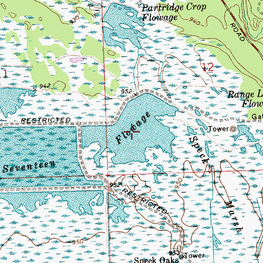 Topographic Map of Seventeen Flowage, WI