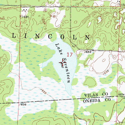 Topographic Map of Lake Seventeen, WI