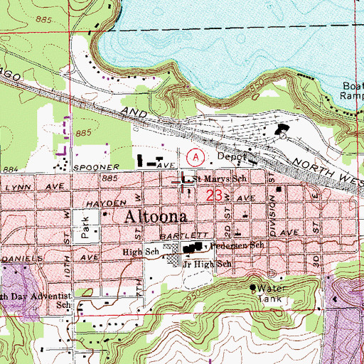 Topographic Map of Saint Mary's Elementary School, WI