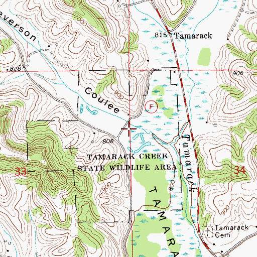 Topographic Map of Severson Coulee, WI