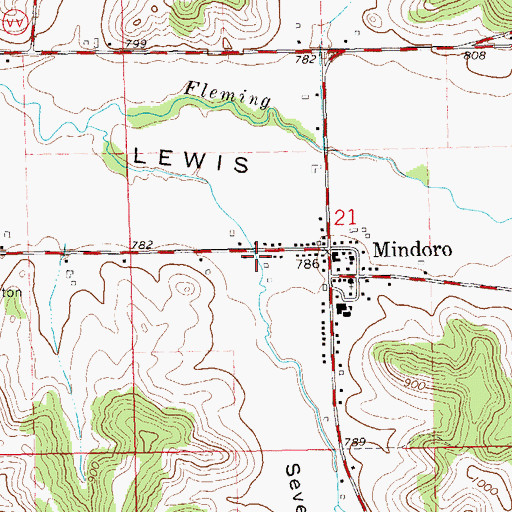 Topographic Map of Severson Coulee, WI