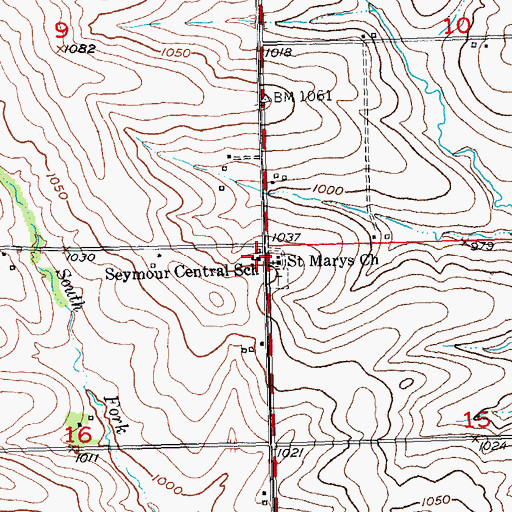 Topographic Map of Seymour Central School, WI