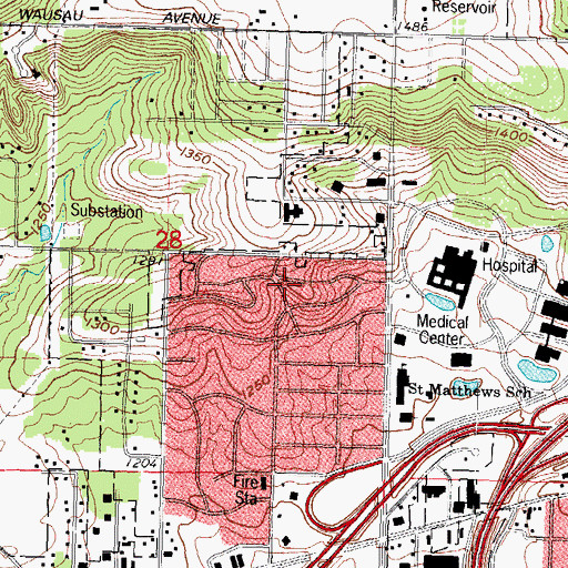 Topographic Map of Seymour Park, WI