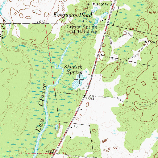Topographic Map of Shadick Spring, WI