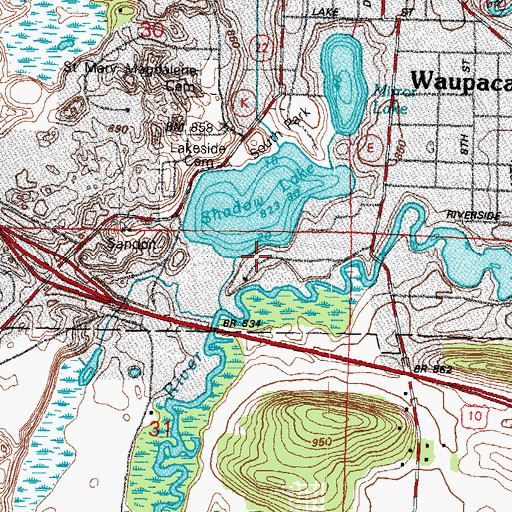Topographic Map of Shadow Lake, WI