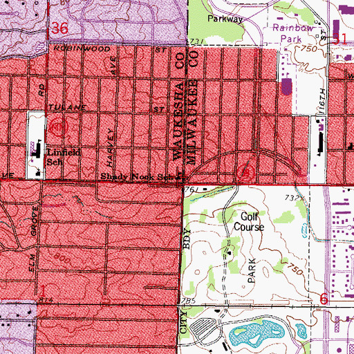 Topographic Map of Shady Nook School, WI