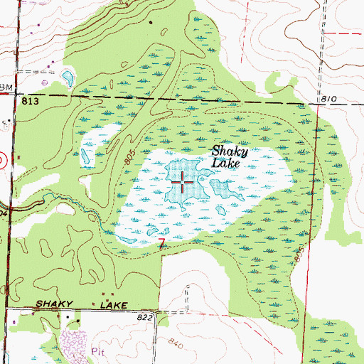 Topographic Map of Shaky Lake, WI