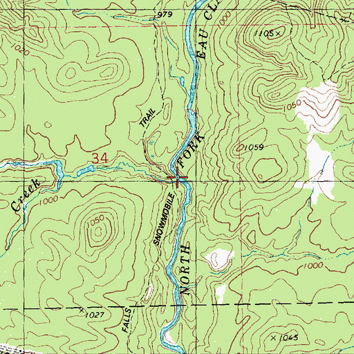 Topographic Map of Shambaugh Creek, WI