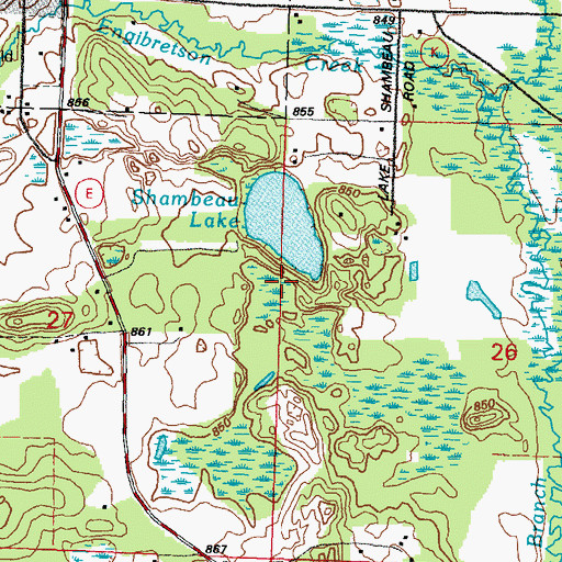 Topographic Map of Shambeau Lake, WI