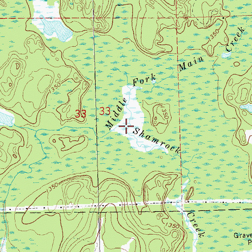 Topographic Map of Shamrock Creek, WI