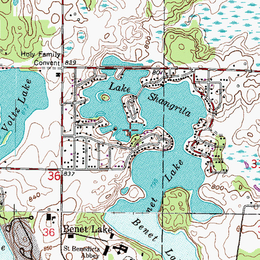 Topographic Map of Lake Shangrila, WI
