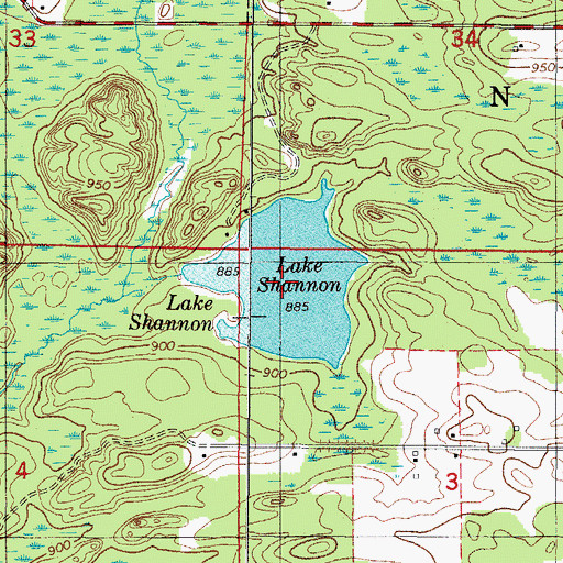 Topographic Map of Lake Shannon, WI