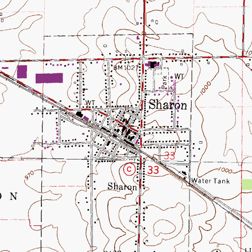 Topographic Map of Sharon, WI