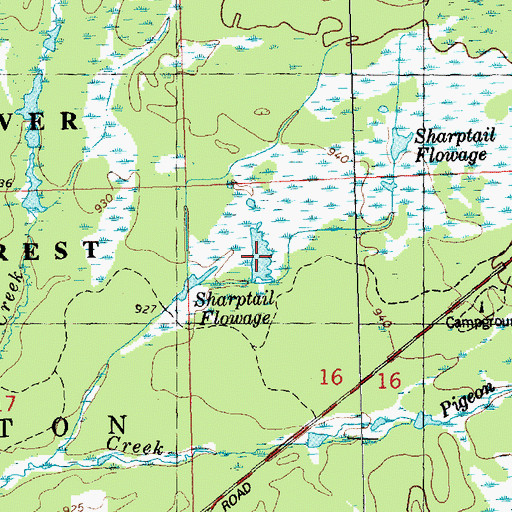 Topographic Map of Sharptail Flowage, WI
