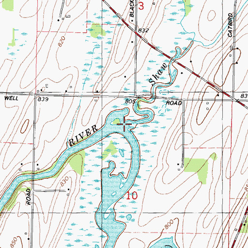 Topographic Map of Shaw Brook, WI