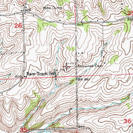 Topographic Map of Shawnee Cemetery, WI