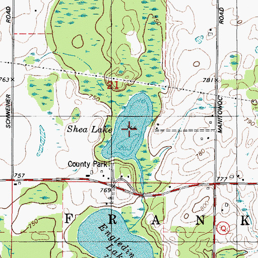 Topographic Map of Shea Lake, WI