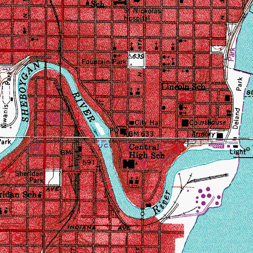 Topographic Map of Sheboygan, WI