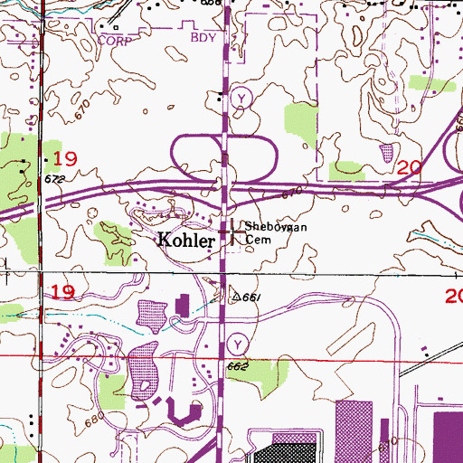 Topographic Map of Sheboygan Cemetery, WI