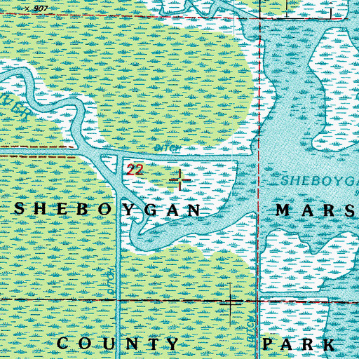 Topographic Map of Sheboygan Marsh State Wildlife Area, WI