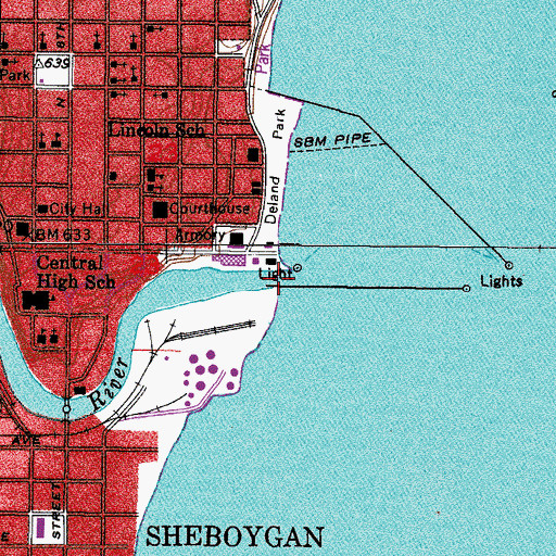 Topographic Map of Sheboygan River, WI