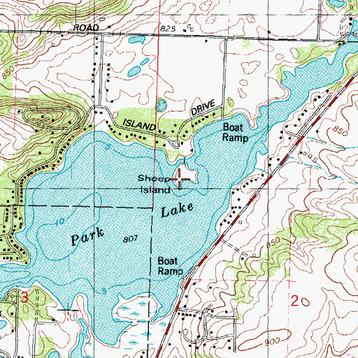 Topographic Map of Sheep Island, WI