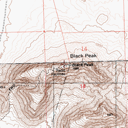 Topographic Map of Black Peak, AZ
