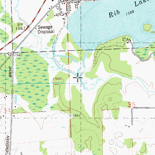 Topographic Map of Sheep Ranch Creek, WI