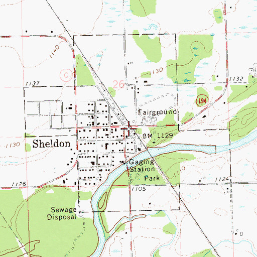 Topographic Map of Sheldon, WI