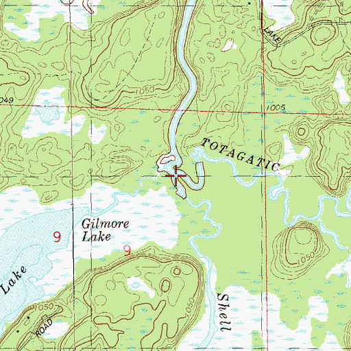 Topographic Map of Shell Creek, WI