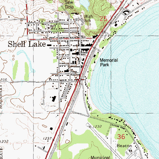 Topographic Map of Shell Lake, WI