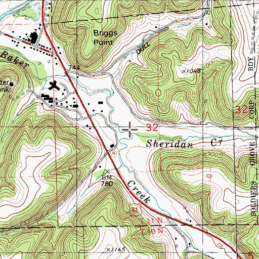 Topographic Map of Sheridan Creek, WI
