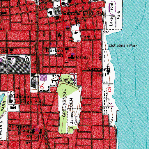 Topographic Map of Sheridan Park, WI