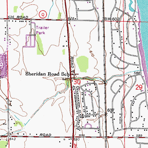 Topographic Map of Sheridan Road School, WI