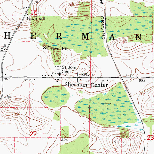 Topographic Map of Sherman Center, WI