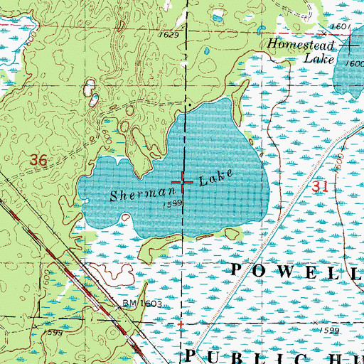 Topographic Map of Sherman Lake, WI