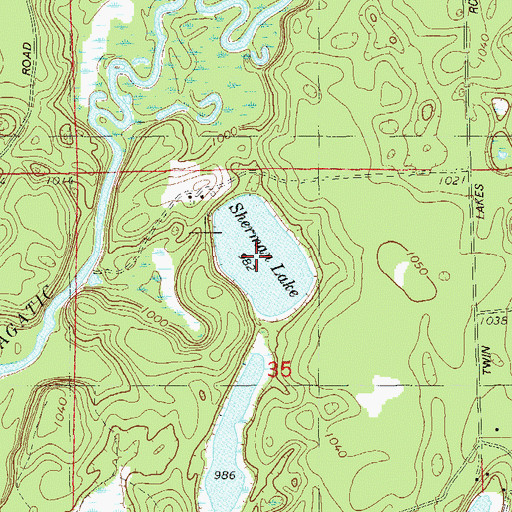 Topographic Map of Sherman Lake, WI