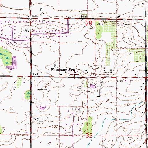 Topographic Map of Sherman School, WI