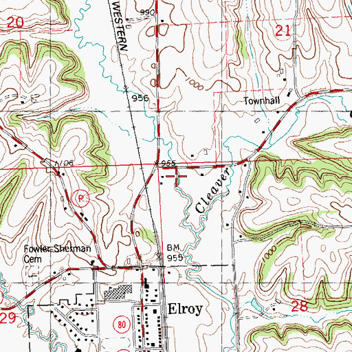 Topographic Map of Sherman Valley, WI