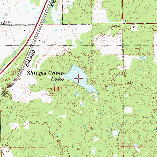 Topographic Map of Shingle Camp Lake, WI