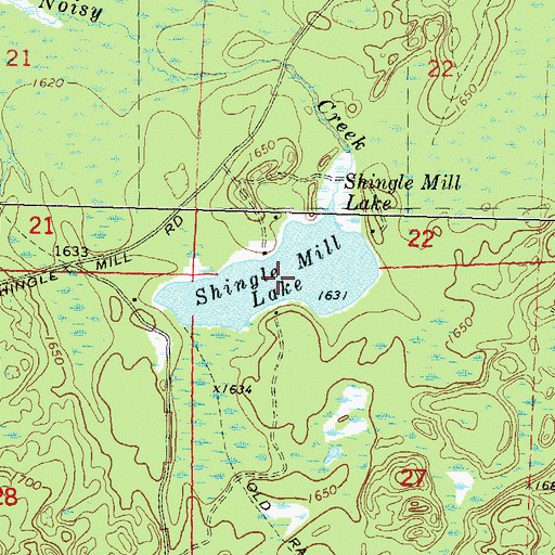 Topographic Map of Shingle Mill Lake, WI