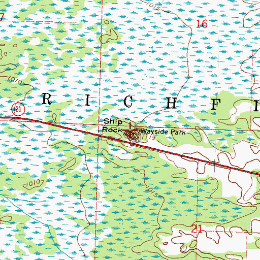 Topographic Map of Ship Rock, WI