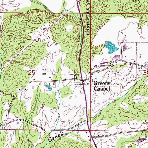 Topographic Map of Greens Chapel Cumberland Presbyterian Church, AL