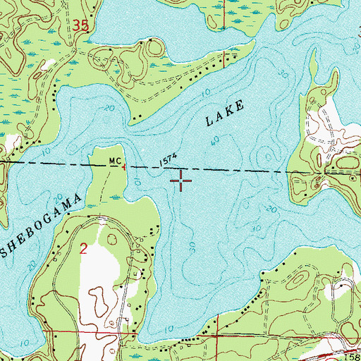 Topographic Map of Shishebogama Lake, WI