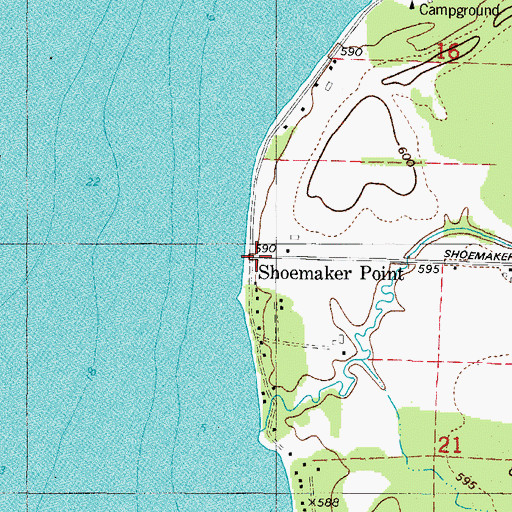 Topographic Map of Shoemaker Point, WI