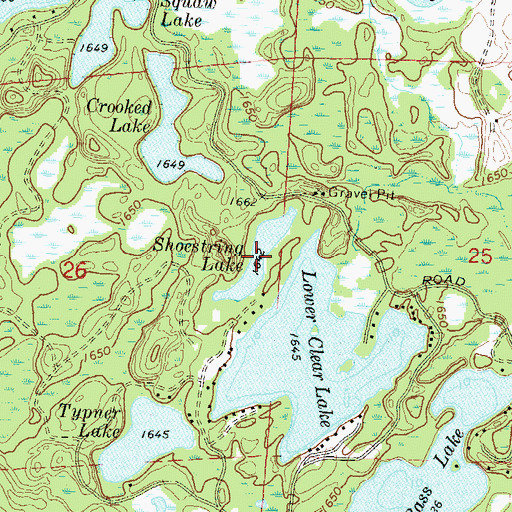 Topographic Map of Shoestring Lake, WI